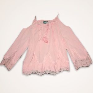 Soho Jeans NY & Co Pink Cold Shoulder L/S Top-S